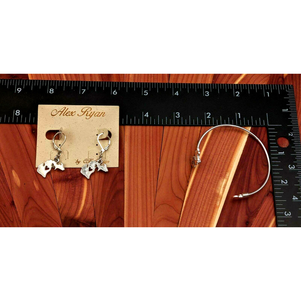 Alex Ryan by CK Design Silver Tone Home Dangle Earrings NWT & Bracelet